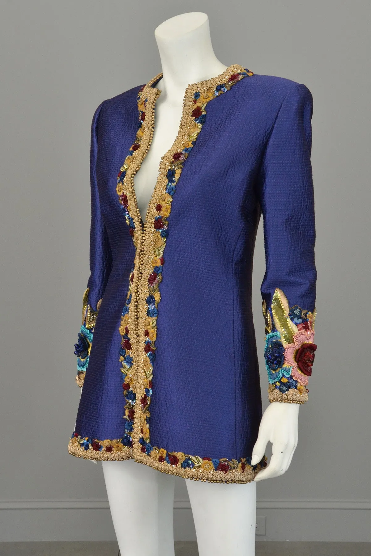 Mary McFadden Couture Embroidered Beaded Evening Coat Jacket