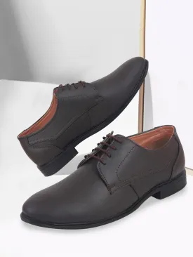 Men Brown Formal Lace-Up Oxford Shoes