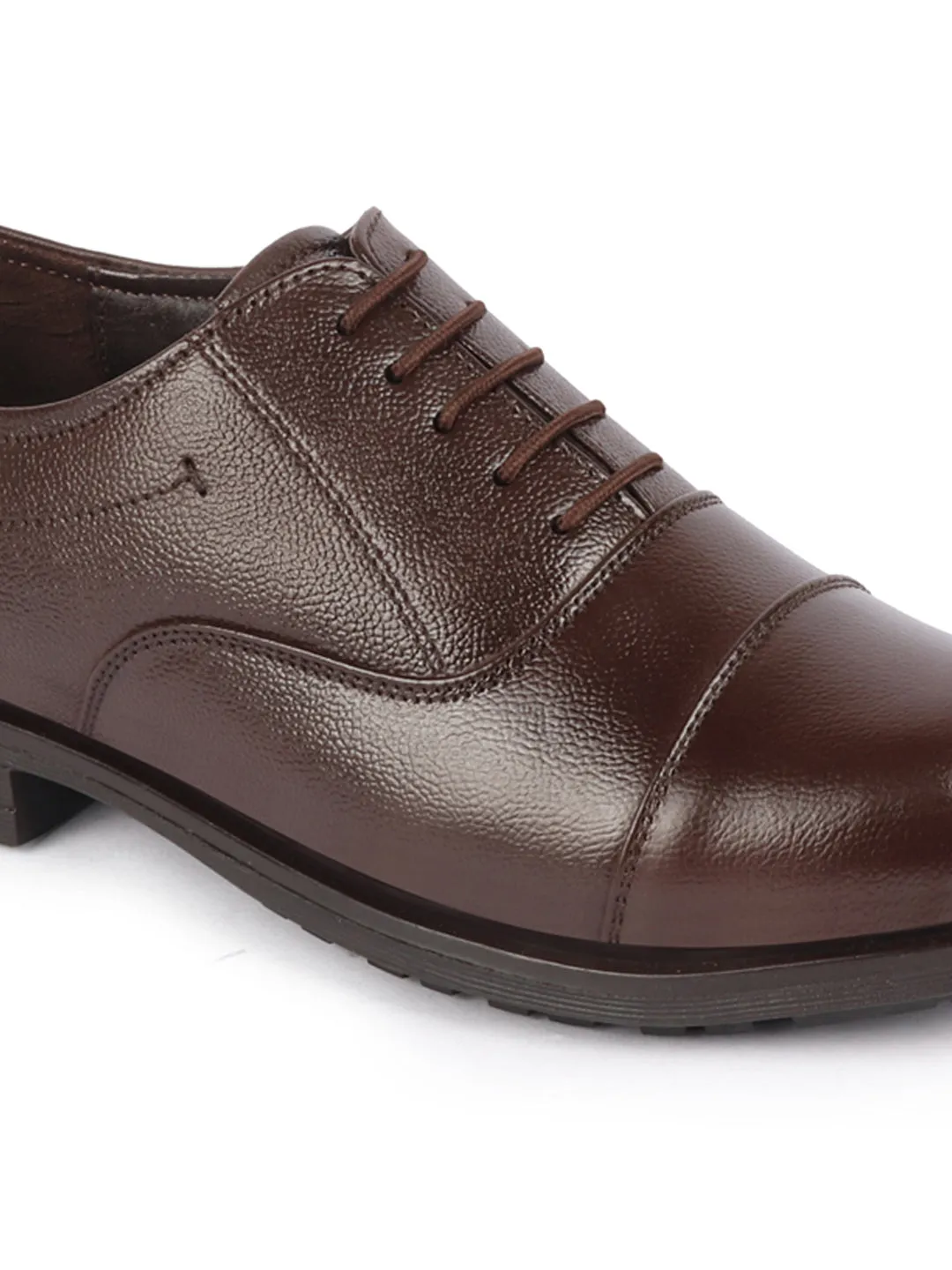 Men Brown Genuine Leather Formal Office Comfort Broad Feet Oxford Lace Up Shoes