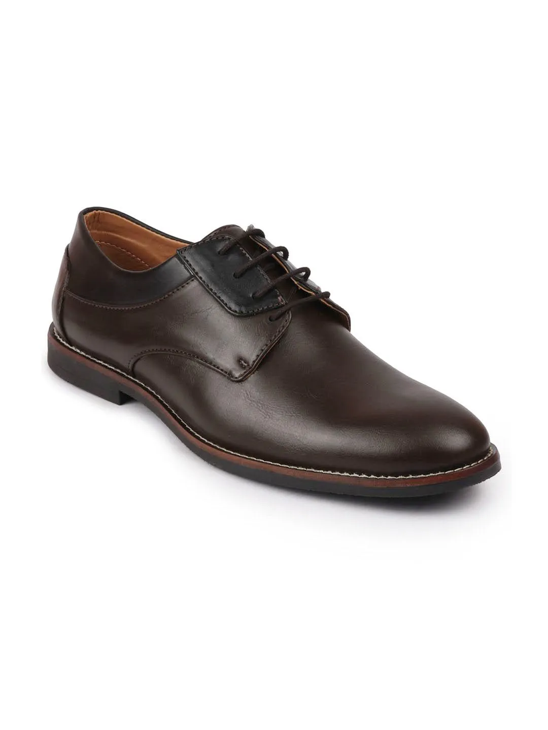 Men Brown Lace Up Welted Oxford Shoes