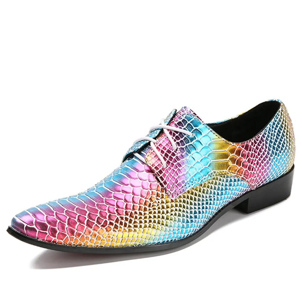 Men Lace Up 3CM Heel Pointed Oxford Shoes