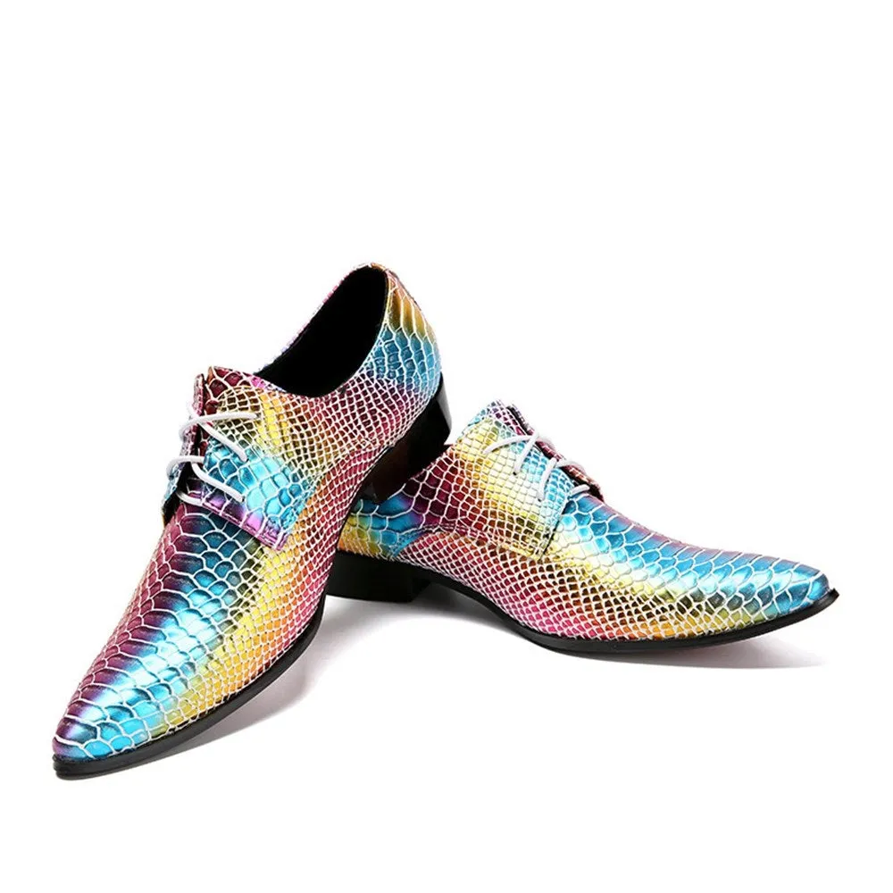 Men Lace Up 3CM Heel Pointed Oxford Shoes