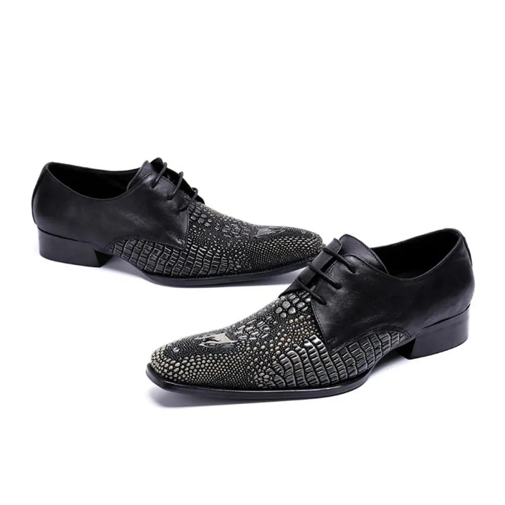 Men Round Toe Lace Up Oxford Shoes