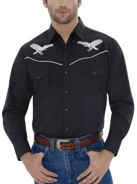 Men's Ely Cattleman Long Sleeve Western Snap Shirt with Eagle Embroidery