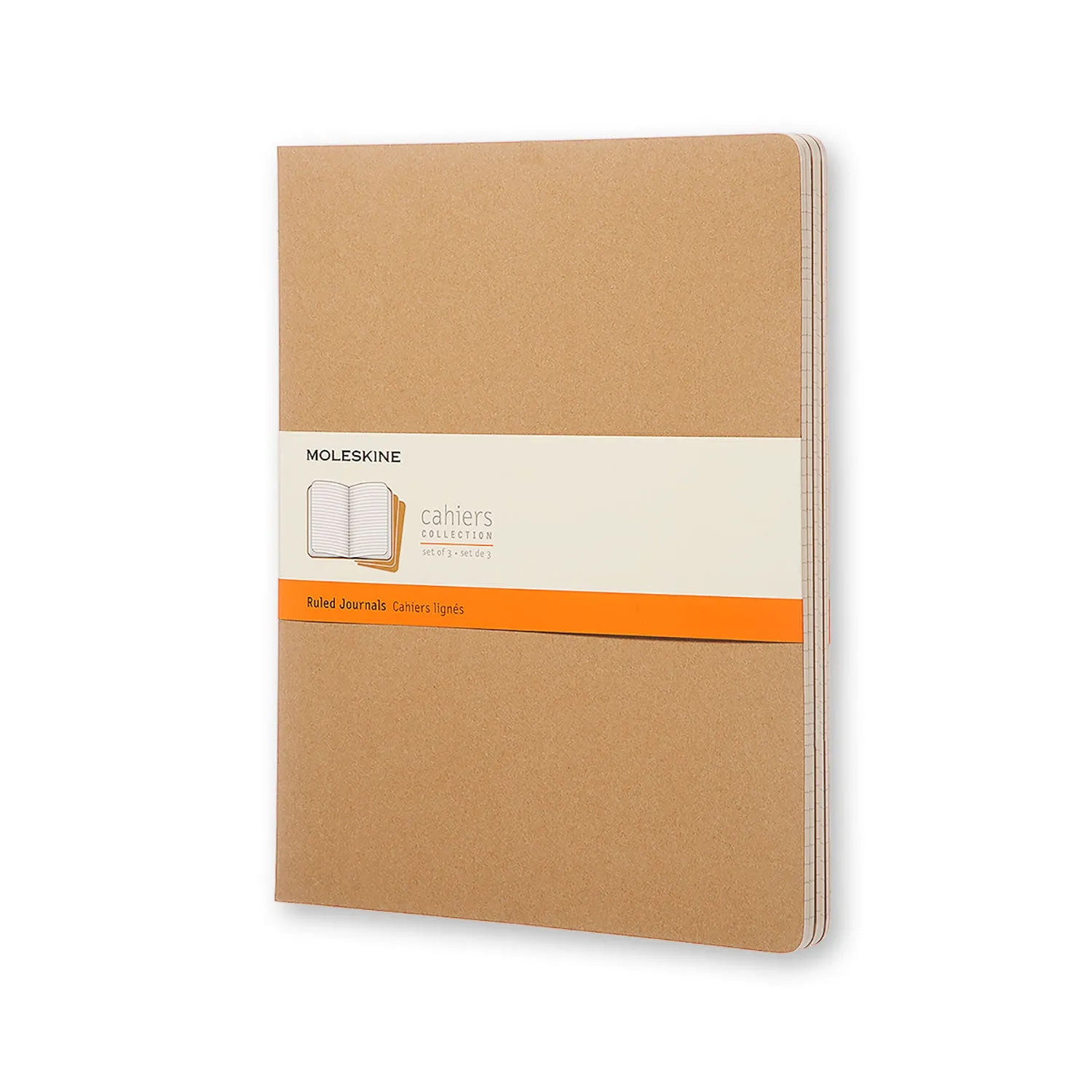 Moleskine Cahier Book - Set of 3, XXLarge, Kraft Brown Cover, 8 1/2" x 11" (Various Styles)