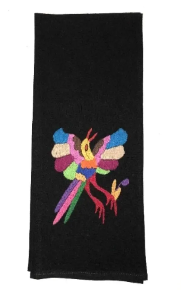 Nativa Hand Embroidered Black Bird Tea Towels