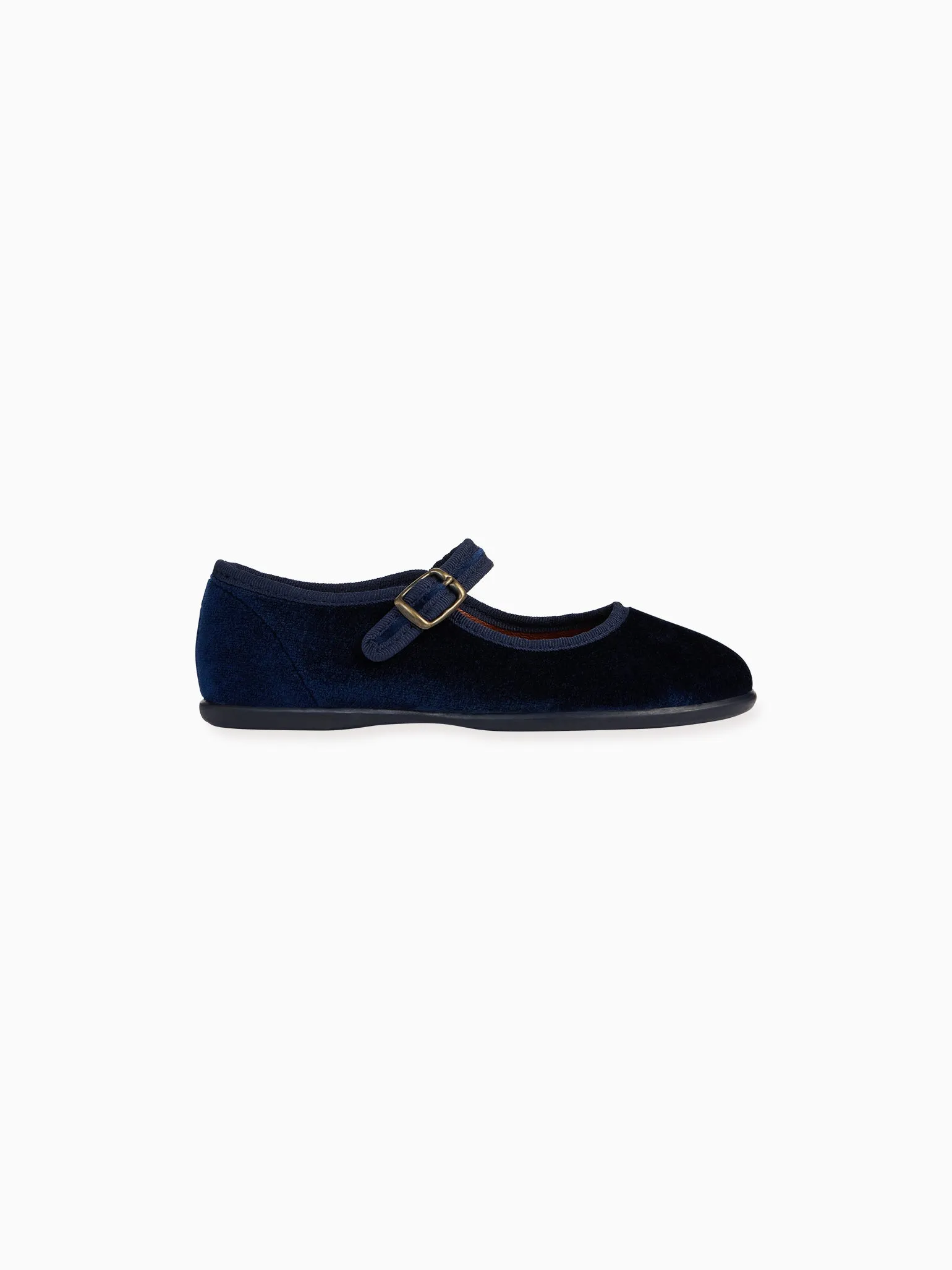 Navy Velvet Girl Mary Jane Shoes