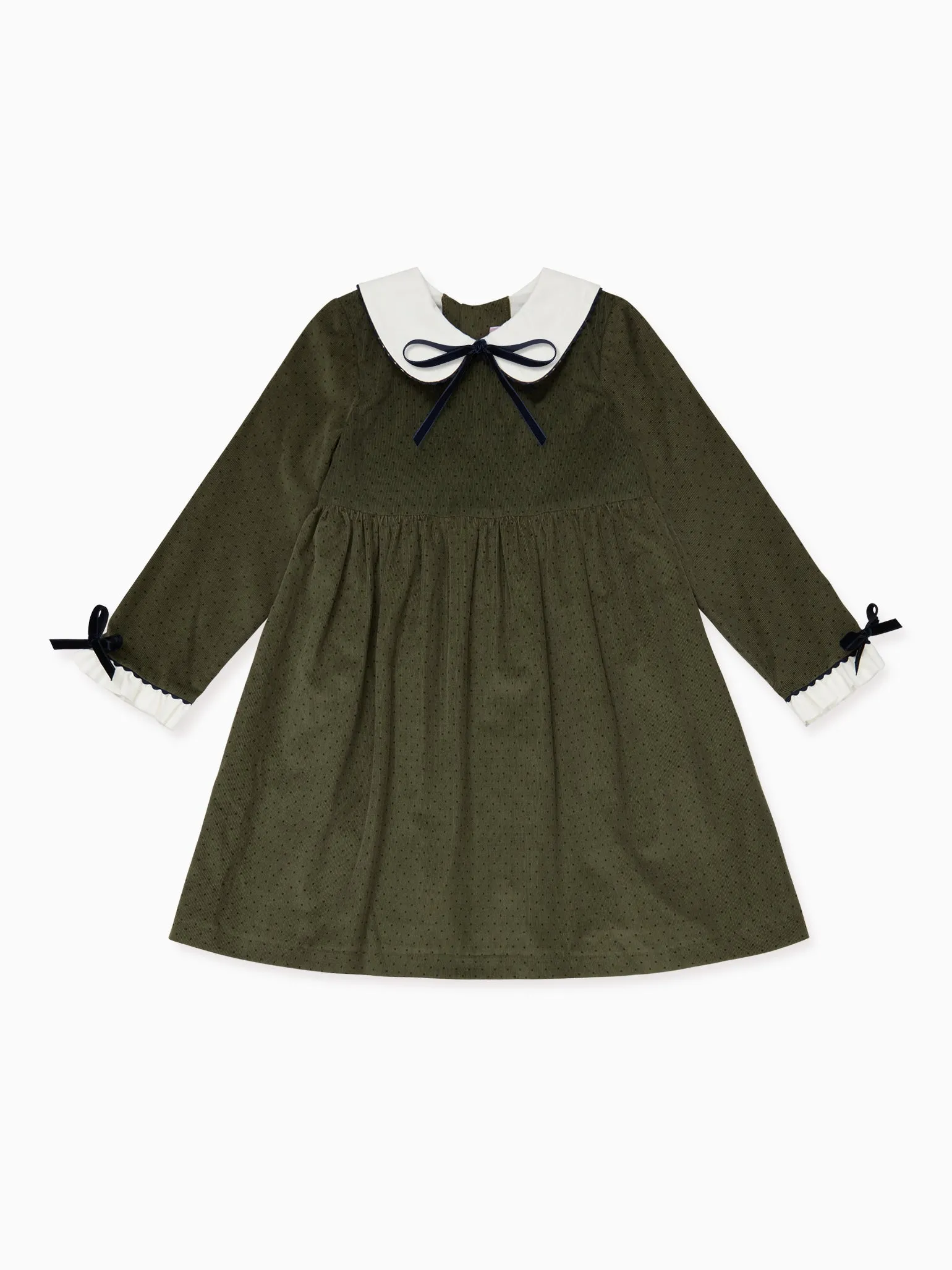 Olive Polka Dot Amira Girl Dress