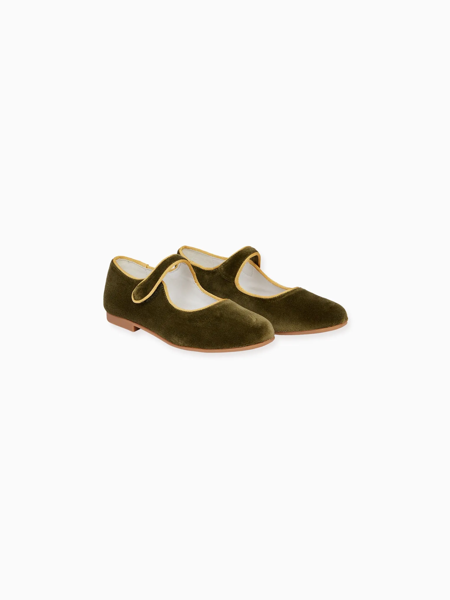 Olive Velvet Girl Mary Jane Shoes