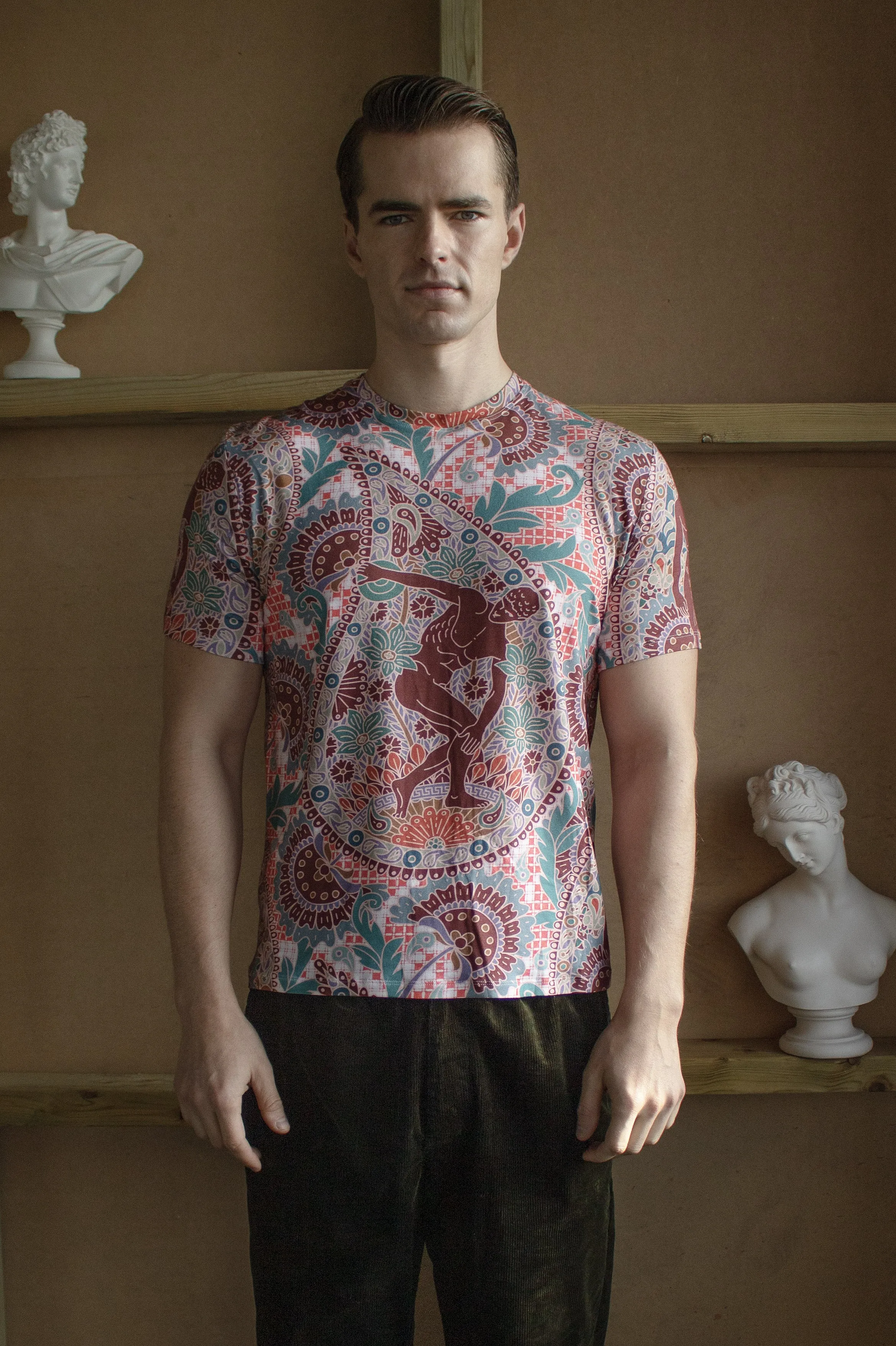 Paisley Gods – Burnt Umber, Orange and Jade T-shirt