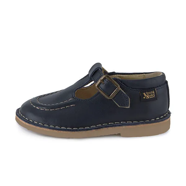 Parker T-Bar Kids Shoe Navy Leather