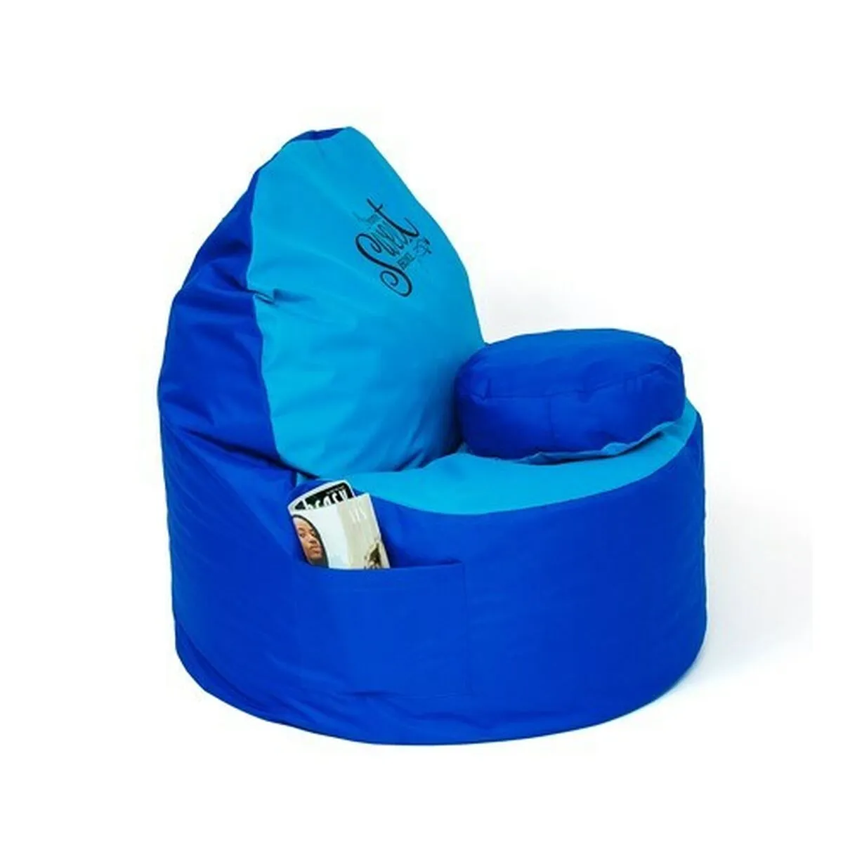 Pouffe GO GIFT Blue Oxford tejido antidesgarros 120 x 80 x 80 cm