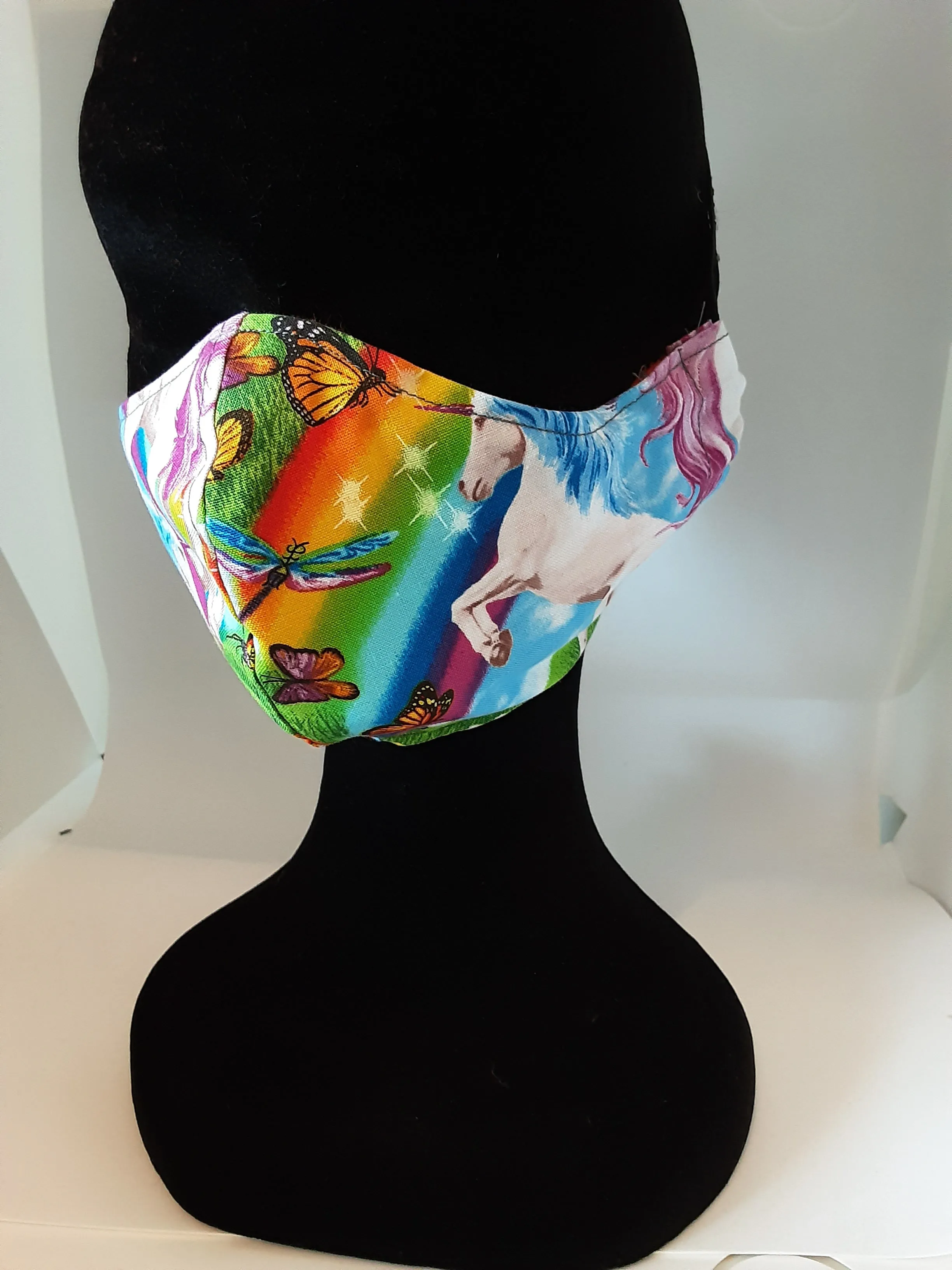 Rainbow Unicorns Facemask Handmade by Barbary Lane