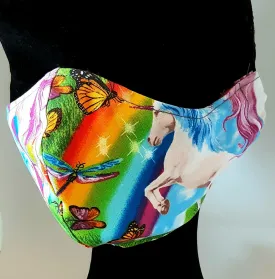 Rainbow Unicorns Facemask Handmade by Barbary Lane