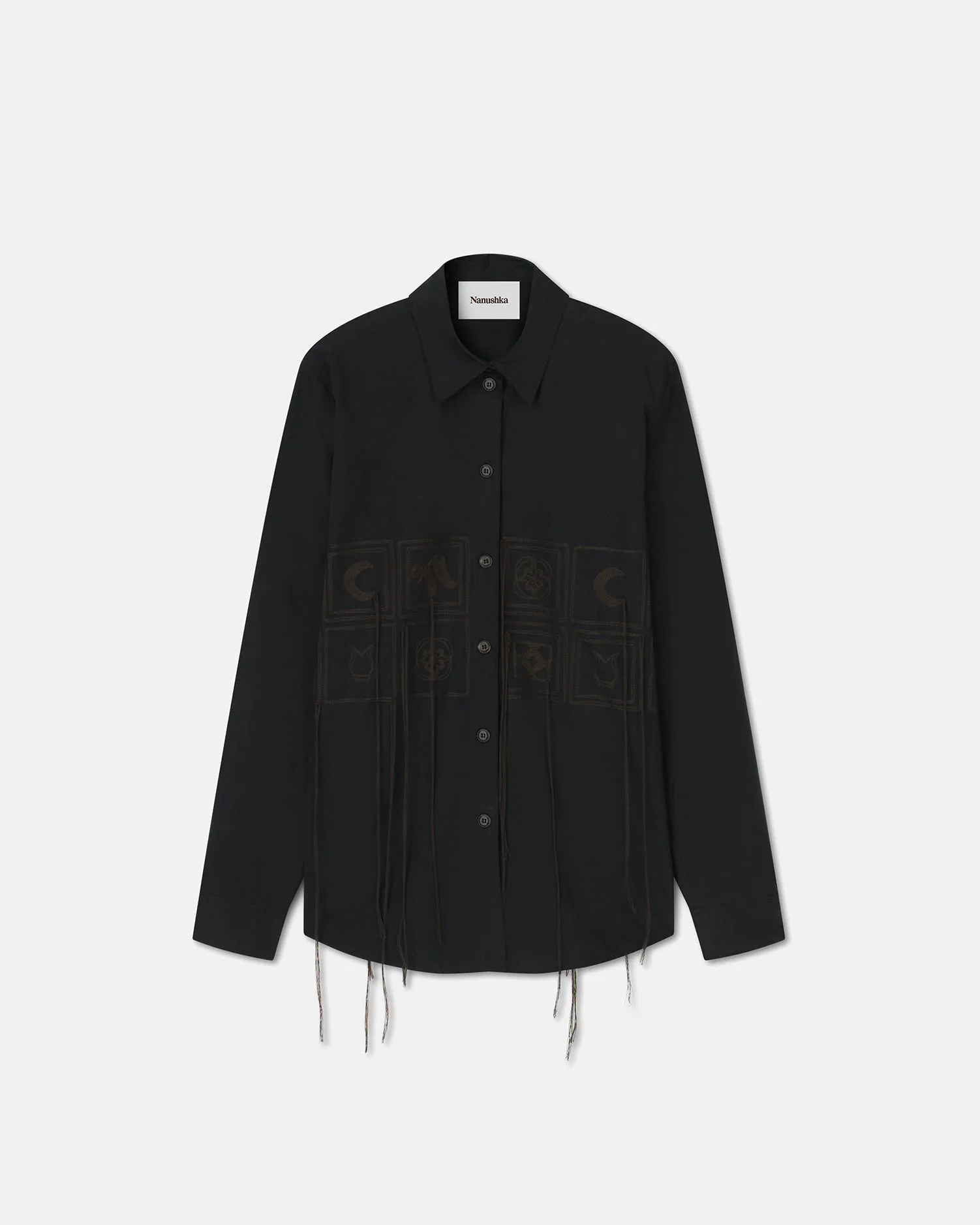 Sahar - Sale Embroidered Poplin Shirt - Off - Off Black