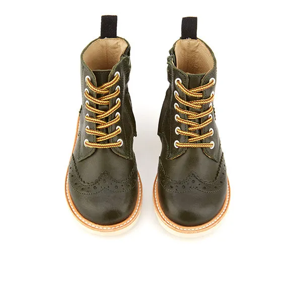 Sidney Brogue Kids Boot Hunter Green Leather