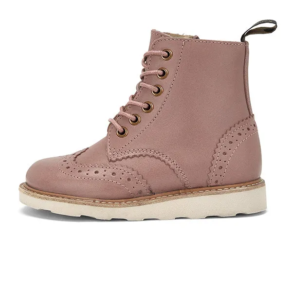 Sidney Brogue Kids Boot Rose Leather