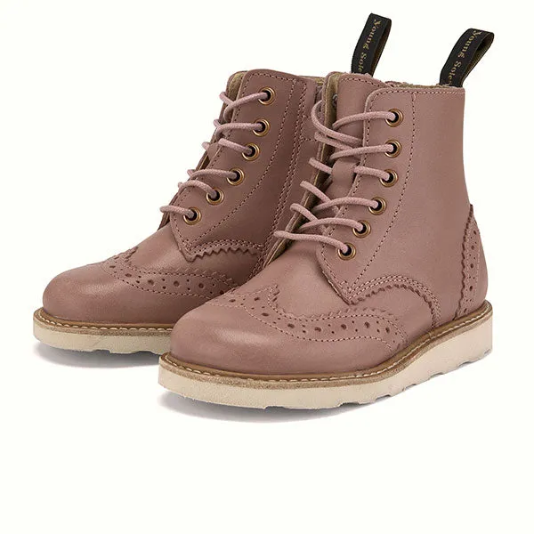 Sidney Brogue Kids Boot Rose Leather