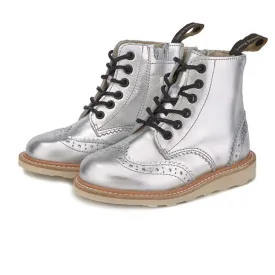 Sidney Brogue Kids Boot Silver Leather