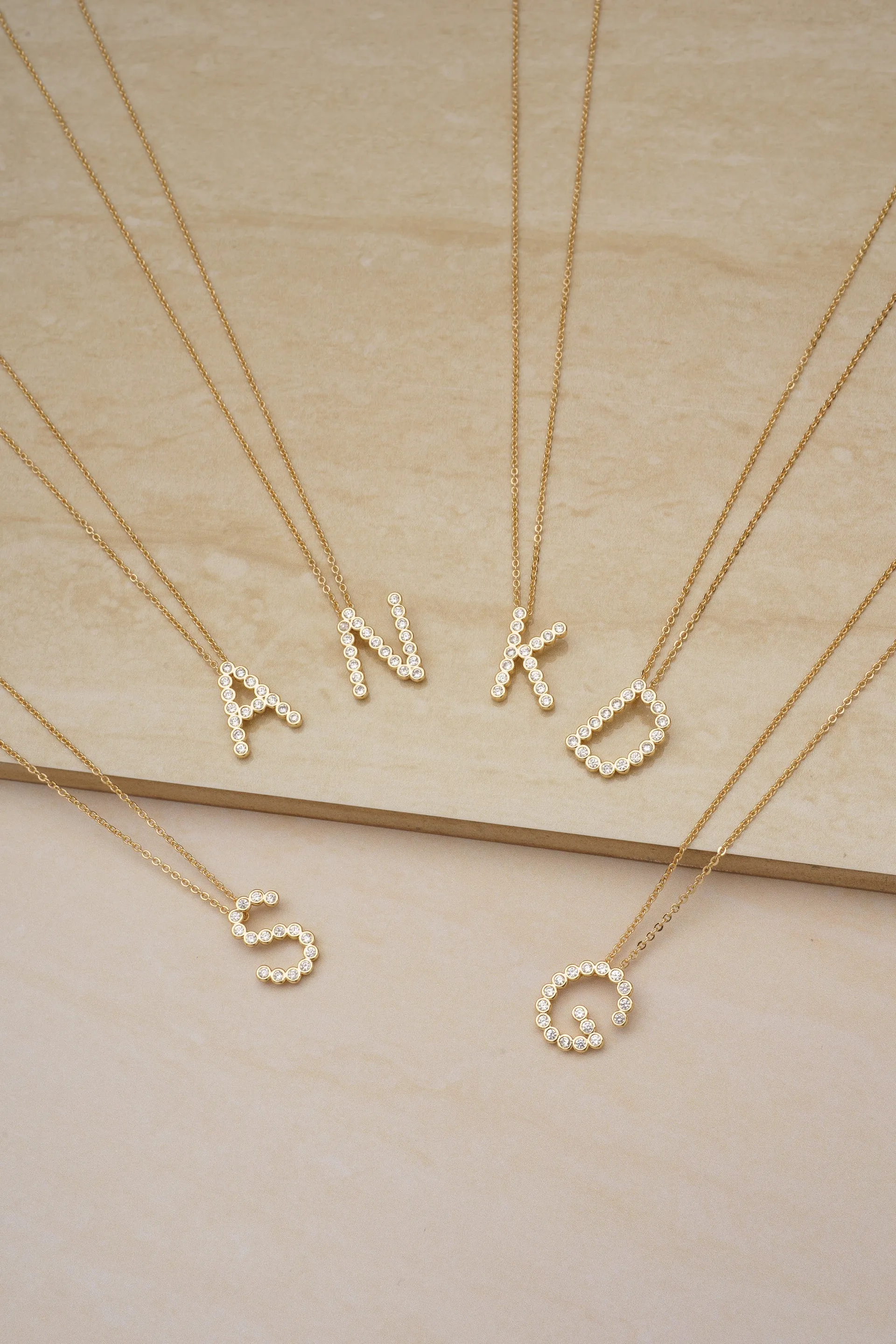 Simple Crystal Initial Necklace