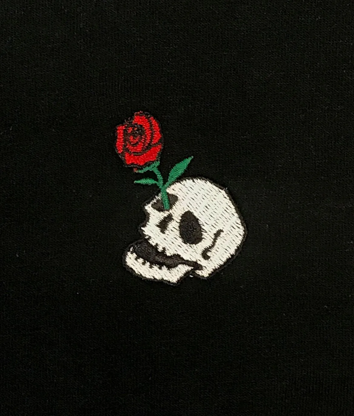 Skull Rose Embroidered Mens T-Shirt