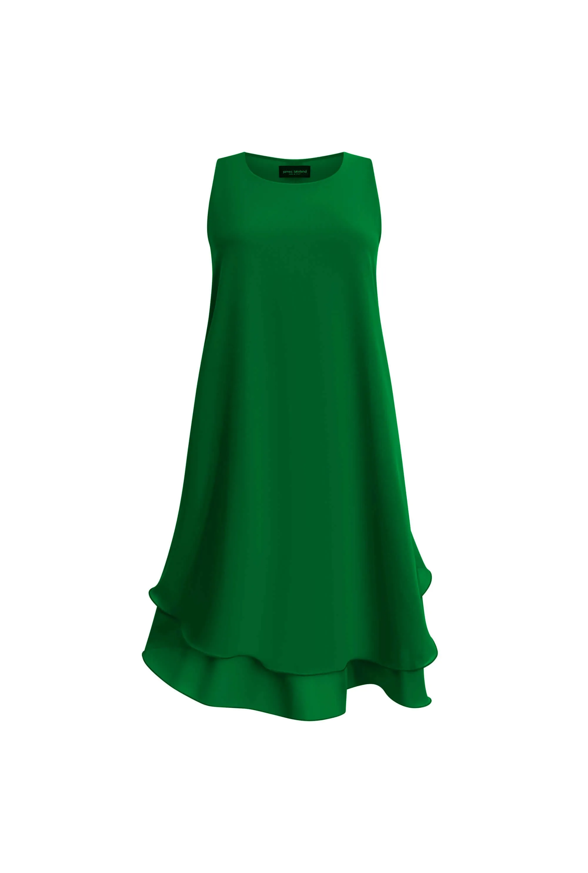 Sleeveless Wave Hem Dress Green