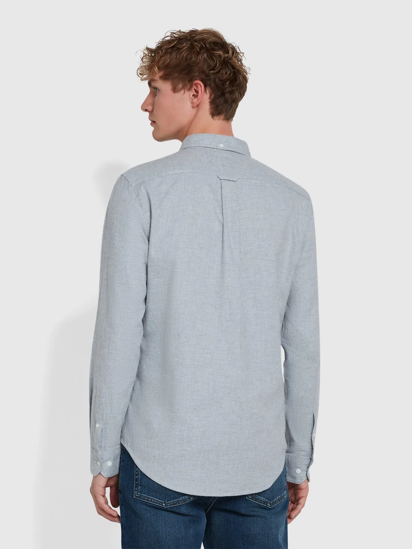 Steen Slim Fit Brushed Organic Cotton Shirt In Stellar