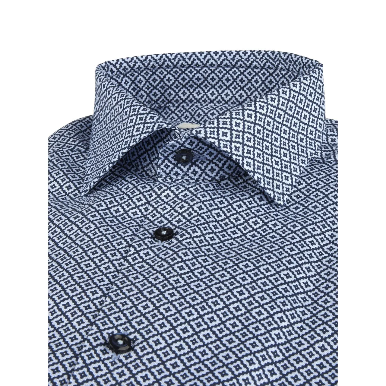 Stenstrom's Patterned Oxford Shirt in Navy Print