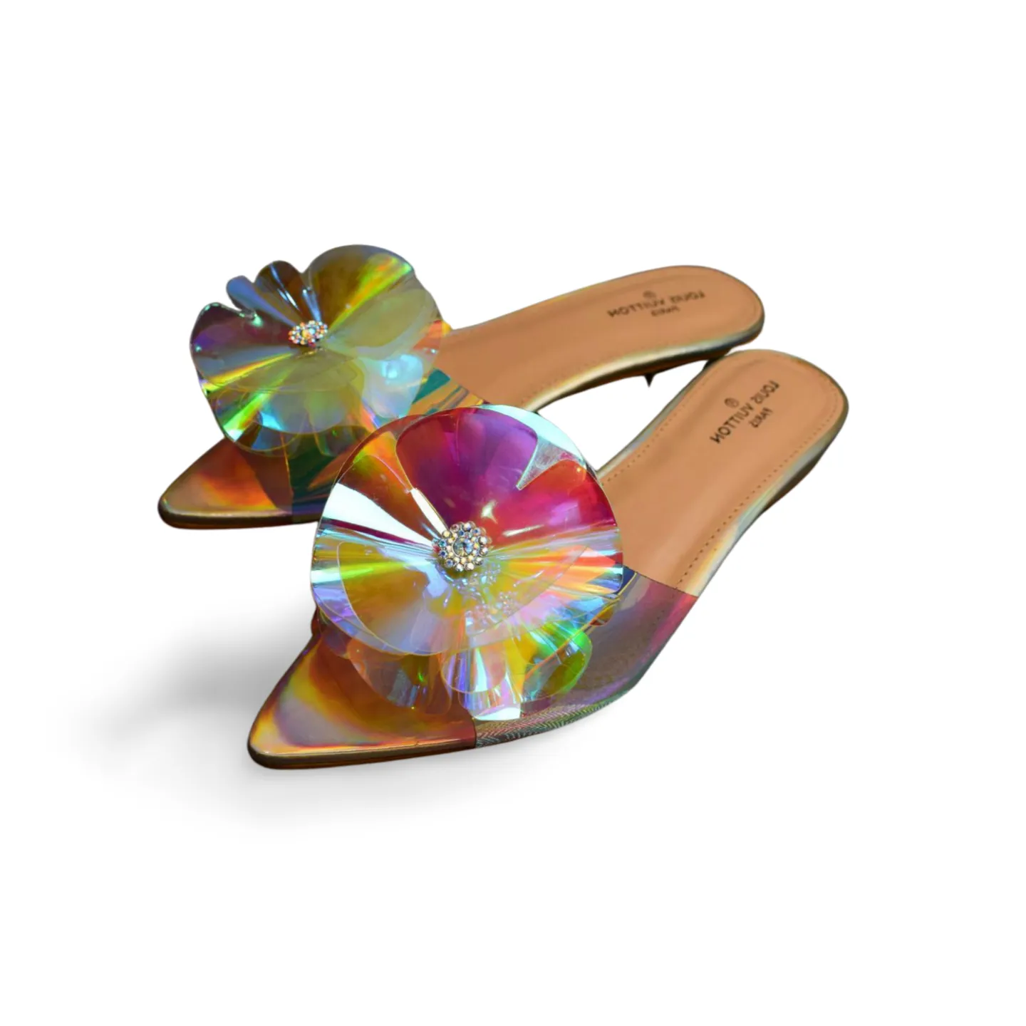 Transparent Shoes Holographic Low Heels Sandals