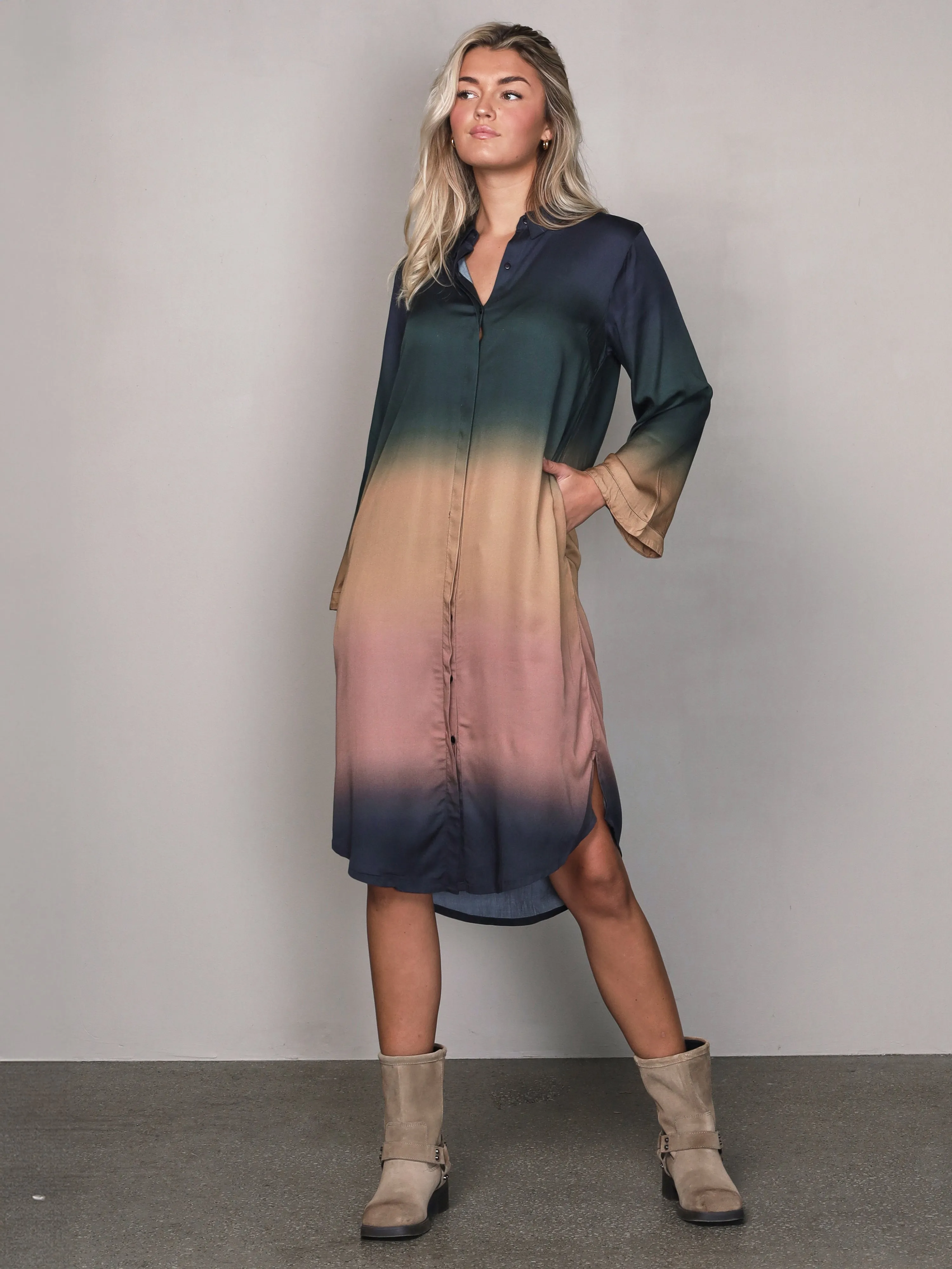 VILIA dress - Green Ochre mix