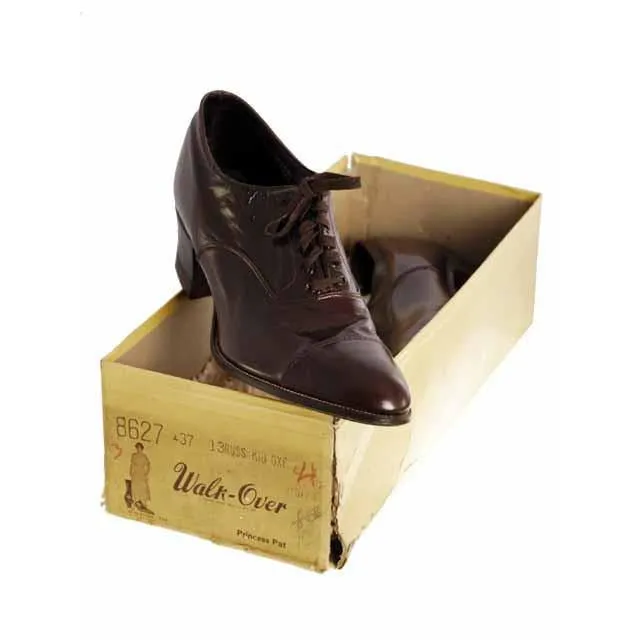 Vintage Brown Leather Early 1920S  Oxford Ladies Shoes NIB#1  Sz EU 37 US 6.5