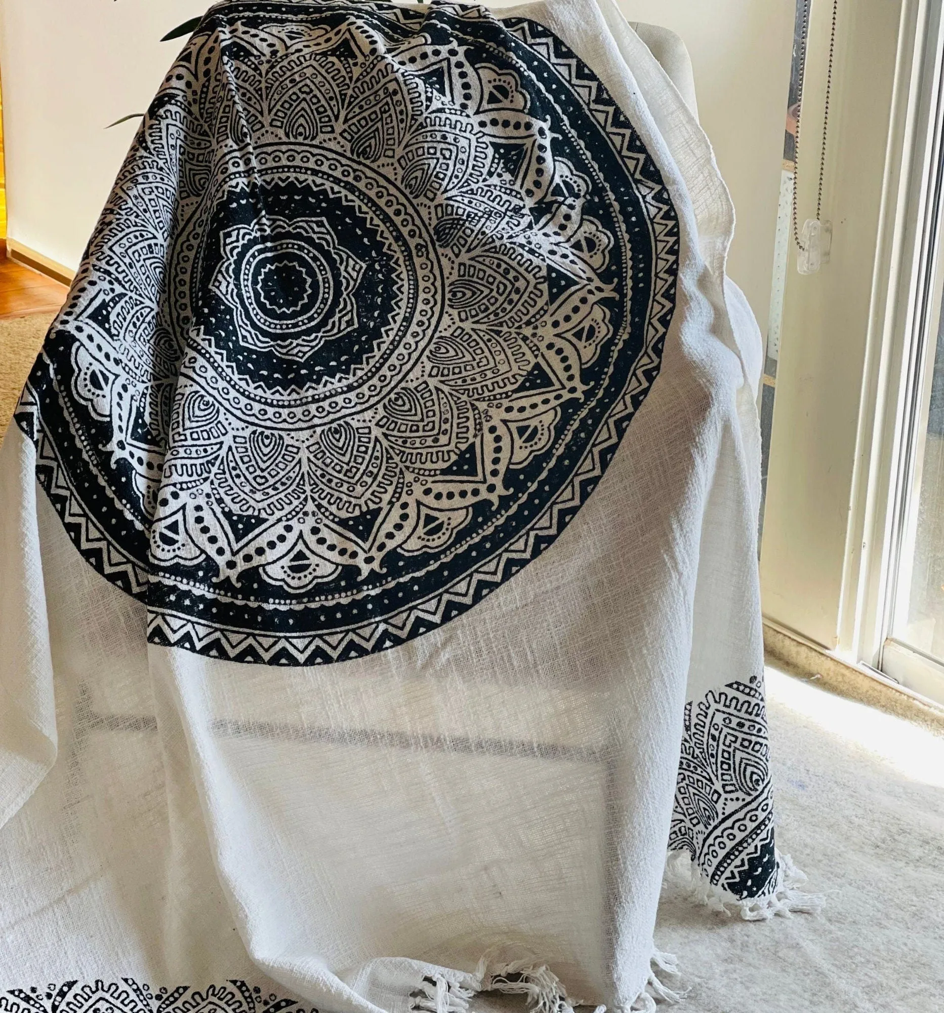 White Black Boho Throw Blanke, Blanket for Couch, Mud Cloth Blanket, Woven Cotton Boho Blanket, Home Decor, New Home Gift