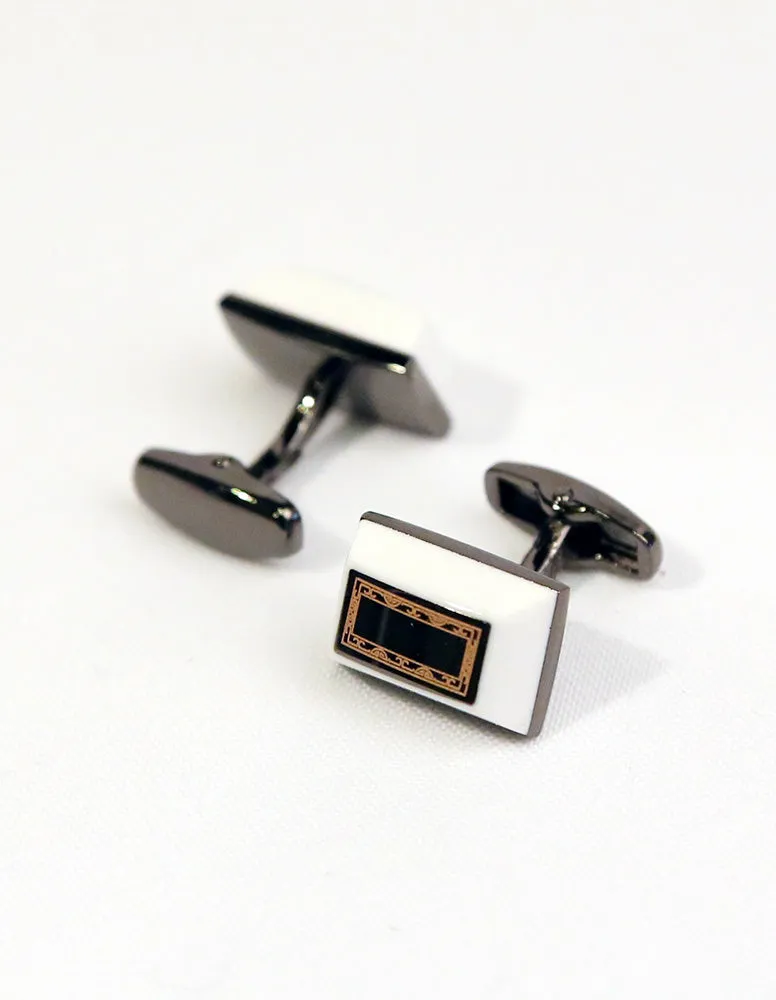 White Rectangle Cufflink