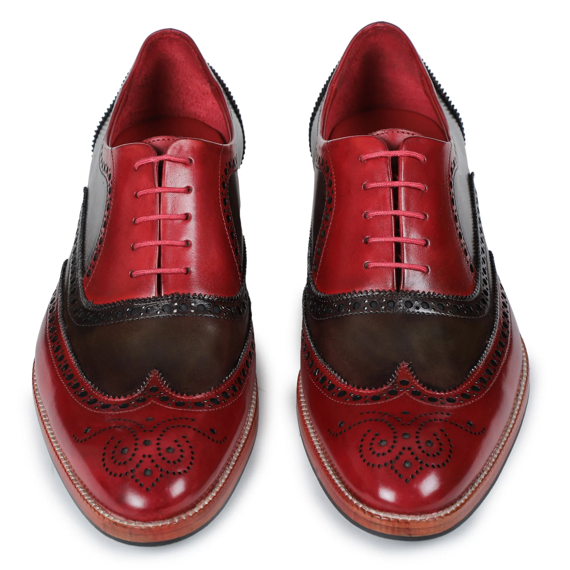 Wingtip Brogue Oxford - Red & Olive